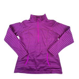 Columbia Sweatshirt Medium Purple Striped Performance Fleece 1/4 Zip Activewear